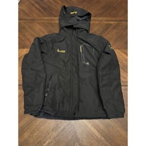 Moerdeng Mens Mountain Ski Jacket Black Fleece Lined Waterproof Hooded Coat L